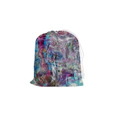 Layered Waves Drawstring Pouch (small) by kaleidomarblingart