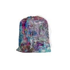 Layered Waves Drawstring Pouch (medium) by kaleidomarblingart