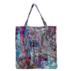 Layered Waves Grocery Tote Bag by kaleidomarblingart