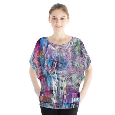 Layered Waves Batwing Chiffon Blouse by kaleidomarblingart