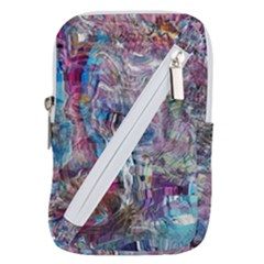 Layered Waves Belt Pouch Bag (large) by kaleidomarblingart