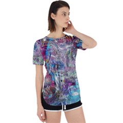 Layered Waves Perpetual Short Sleeve T-shirt by kaleidomarblingart