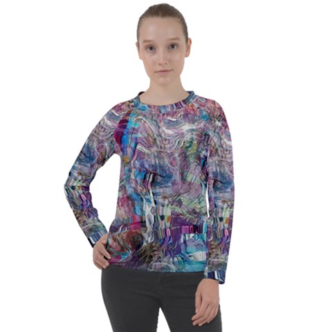 Layered Waves Women s Long Sleeve Raglan T-shirt by kaleidomarblingart