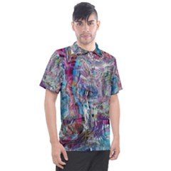 Layered Waves Men s Polo T-shirt by kaleidomarblingart