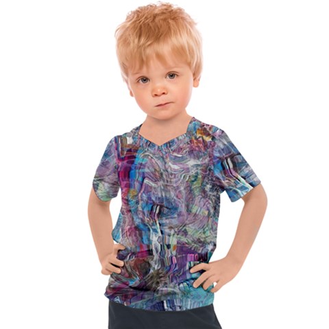 Layered Waves Kids  Sports T-shirt by kaleidomarblingart