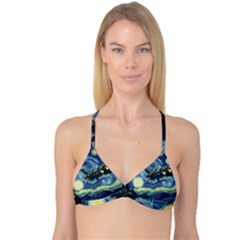 Spaceship Starry Night Van Gogh Painting Reversible Tri Bikini Top