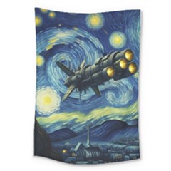 Spaceship Starry Night Van Gogh Painting Large Tapestry