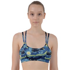 Spaceship Starry Night Van Gogh Painting Line Them Up Sports Bra