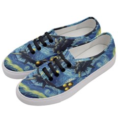 Spaceship Starry Night Van Gogh Painting Women s Classic Low Top Sneakers by Maspions