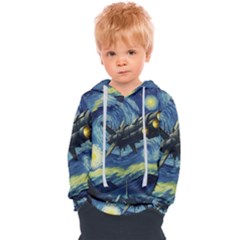 Spaceship Starry Night Van Gogh Painting Kids  Overhead Hoodie