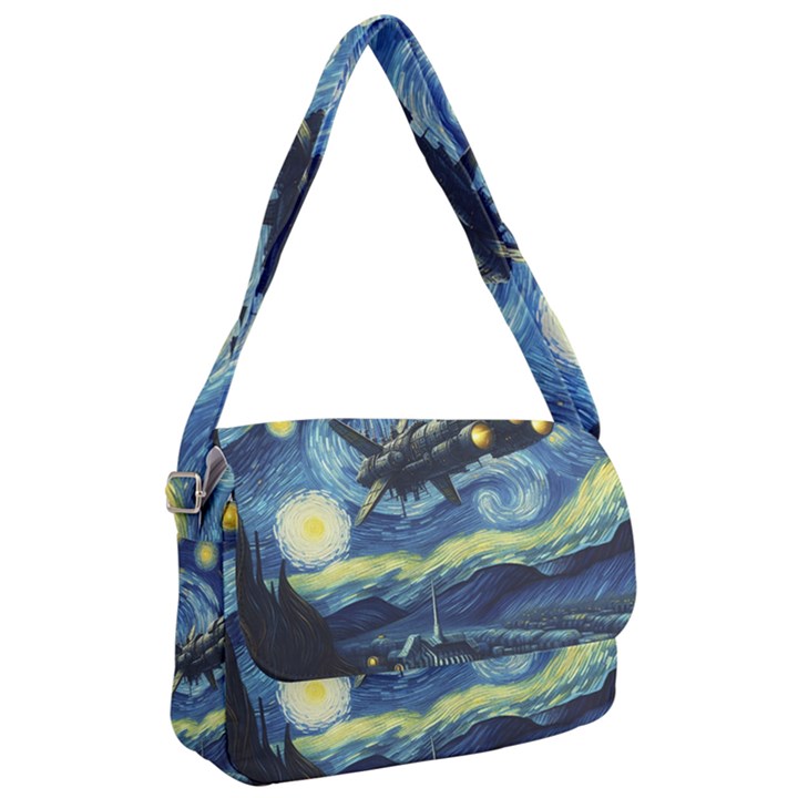 Spaceship Starry Night Van Gogh Painting Courier Bag