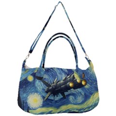 Spaceship Starry Night Van Gogh Painting Removable Strap Handbag by Maspions