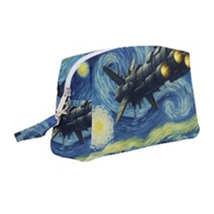 Spaceship Starry Night Van Gogh Painting Wristlet Pouch Bag (medium)