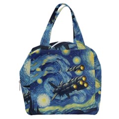 Spaceship Starry Night Van Gogh Painting Boxy Hand Bag by Maspions