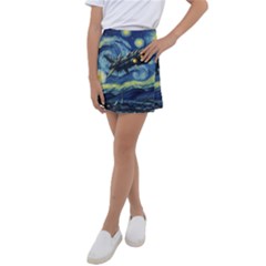 Spaceship Starry Night Van Gogh Painting Kids  Tennis Skirt