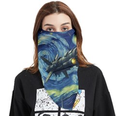 Spaceship Starry Night Van Gogh Painting Face Covering Bandana (triangle)