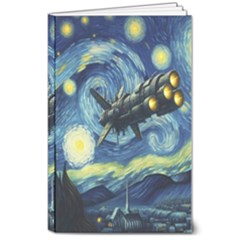 Spaceship Starry Night Van Gogh Painting 8  X 10  Softcover Notebook by Maspions