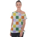 Board Pictures Chess Background Off Shoulder Tie-Up T-Shirt View1