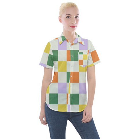 Board Pictures Chess Background Women s Short Sleeve Pocket Shirt by Maspions