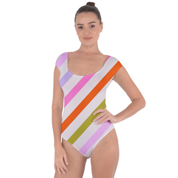 Lines Geometric Background Short Sleeve Leotard 