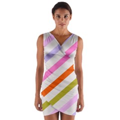 Lines Geometric Background Wrap Front Bodycon Dress