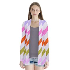 Lines Geometric Background Drape Collar Cardigan