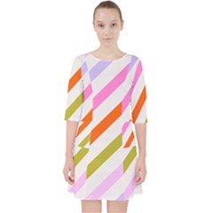 Lines Geometric Background Quarter Sleeve Pocket Dress by Maspions