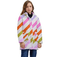 Lines Geometric Background Kids  Hooded Longline Puffer Jacket