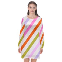 Lines Geometric Background Long Sleeve Chiffon Shift Dress  by Maspions