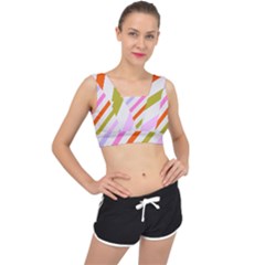 Lines Geometric Background V-back Sports Bra