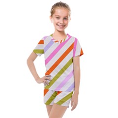 Lines Geometric Background Kids  Mesh T-shirt And Shorts Set