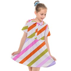 Lines Geometric Background Kids  Short Sleeve Shirt Dress