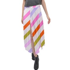 Lines Geometric Background Velour Split Maxi Skirt