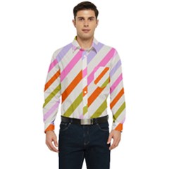 Lines Geometric Background Men s Long Sleeve Pocket Shirt 