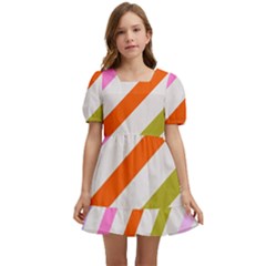 Lines Geometric Background Kids  Short Sleeve Dolly Dress