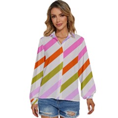 Lines Geometric Background Women s Long Sleeve Button Up Shirt