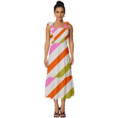 Lines Geometric Background Tie-strap Tiered Midi Chiffon Dress