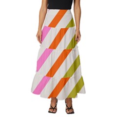 Lines Geometric Background Tiered Ruffle Maxi Skirt by Maspions