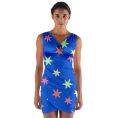 Background Star Darling Galaxy Wrap Front Bodycon Dress