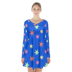 Background Star Darling Galaxy Long Sleeve Velvet V-neck Dress