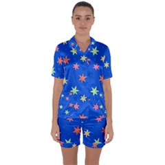 Background Star Darling Galaxy Satin Short Sleeve Pajamas Set