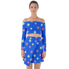 Background Star Darling Galaxy Off Shoulder Top With Skirt Set