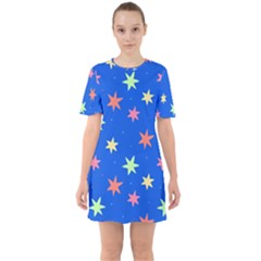 Background Star Darling Galaxy Sixties Short Sleeve Mini Dress