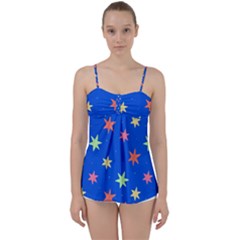 Background Star Darling Galaxy Babydoll Tankini Top by Maspions