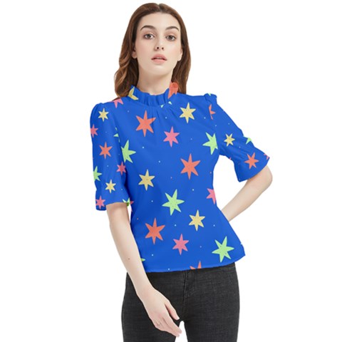 Background Star Darling Galaxy Frill Neck Blouse by Maspions