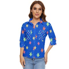 Background Star Darling Galaxy Women s Quarter Sleeve Pocket Shirt