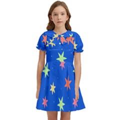 Background Star Darling Galaxy Kids  Bow Tie Puff Sleeve Dress