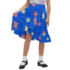 Background Star Darling Galaxy Kids  Ruffle Flared Wrap Midi Skirt by Maspions