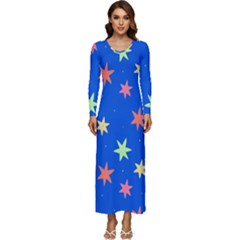 Background Star Darling Galaxy Long Sleeve Longline Maxi Dress by Maspions