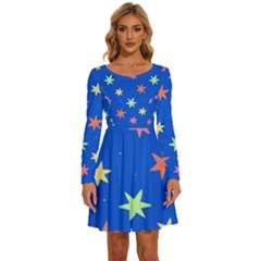 Background Star Darling Galaxy Long Sleeve Wide Neck Velvet Dress by Maspions